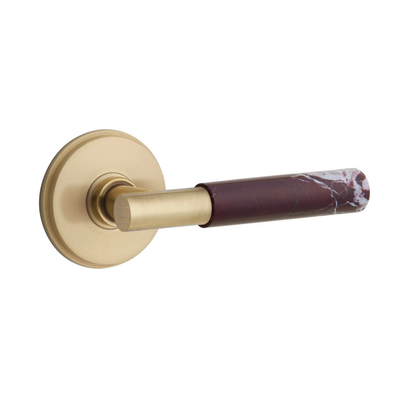 Emtek Select PRIVACY Leverset w/ Watford Rosette & T-Bar Stem, Rosso Levanto Marble Lever (CF), Antique français