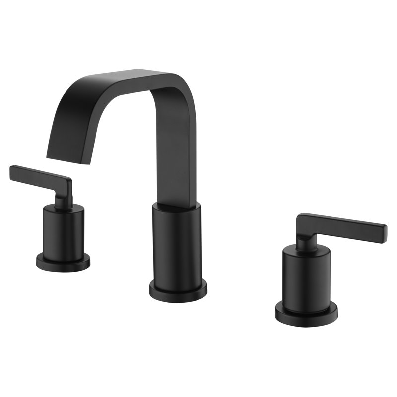 Dayani Two-Handle 6" to 10" Widespread Lavatory Bathroom Faucet with Drain Assembly - Matte Black, Matte Black