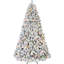 Arbre de Noël enneigé 6 pi avec 350 lumières Ul multicolores, 36 branches de pin naturel, 888 pointes, construction à charnières pour une installation rapide, support en métal enneigé avec des branches qui sauvent du temps