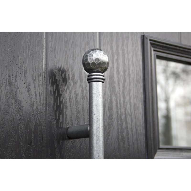 Hammered Ball Steel Finial, Pewter Patina