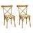 Cassis Farmhouse Natural Solid Teak Wood Cross-Back Dining Chairs, with Woven Rattan Seat for Kitchen and Dining Room-1290620319