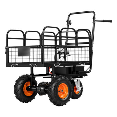 Electric Utility Cart, 36V 432Wh Battery Powered Electric Wagon, 500W Power Wheelbarrow with Brake, 500 lbs Load Heavy Duty Steel Garden Cart for Farm and Yard All Purpose Modular Cargo Bed