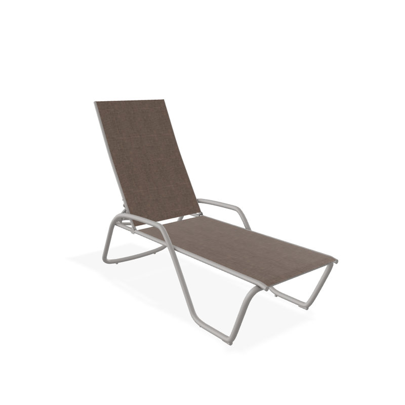 Outdoor Rust-Resistant Metal Chaise Lounge, Mocha Sunbrella®, Textured Warm Gray