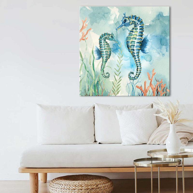 "Coral Bay Seahores" par Nan, reproduction sur toile, H 18 po x l 18 po x P 1 po