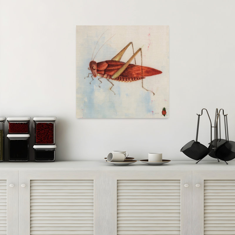 Art rétro de sauterelle rouge, H 18 po x l 18 po