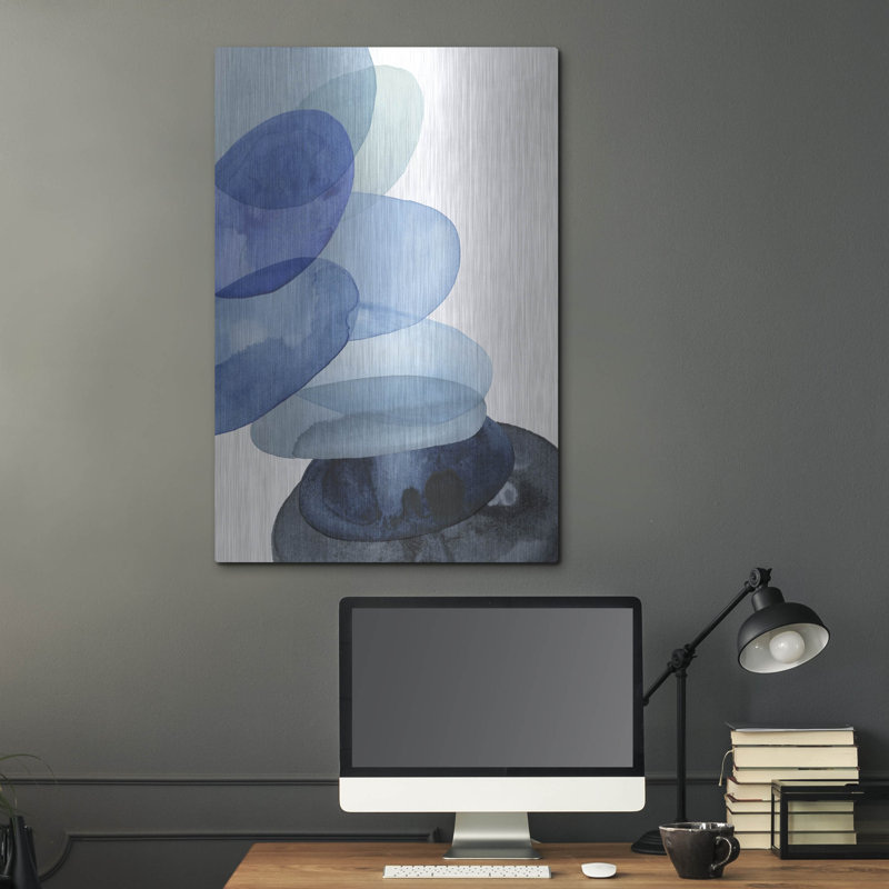 Art mural en métal luxueux «River Worn Pebbles II» par Grace Popp, 24 po x 36 po