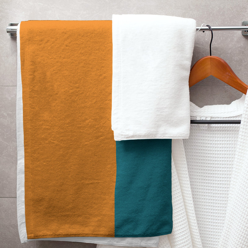 San Jose Lightweight Bath Towel, Burnt Orange/Deep Pacific Teal/Burnt Orange, Poly/Cotton