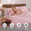 Ensemble de draps rose à rayures très grandes tailles - literie 100% coton rayé 4 pièces, tissage percale doux et respirant, poche profonde de 17,5 po, aspect lin luxueux, confort toutes saisons-123229406-123229398