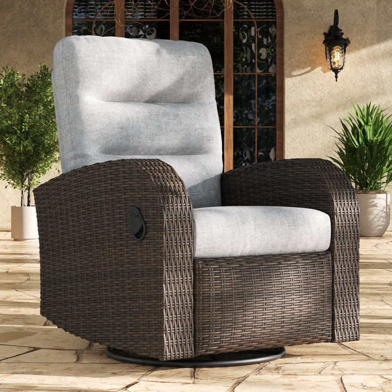 Reclining Recliner Chair, Grey Cushion/Brown Frame