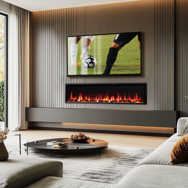 Puraflame Aura 72 Inches Smart WiFi Electric Fireplace - Flame with 9 Colors，5 Brightness Levels and 13 Temperature Levels, Recessed in-Wall or Wall-Mount or Free Standing, Compatible with Alexa and Google Assistant