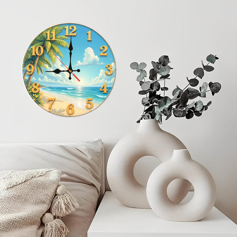Horloge murale plage tropicale