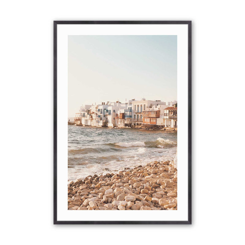 Mykonos Morning Print, Cadre simple en zinc patiné, H 15,25 po x l 12,25 po x P 1,25 po