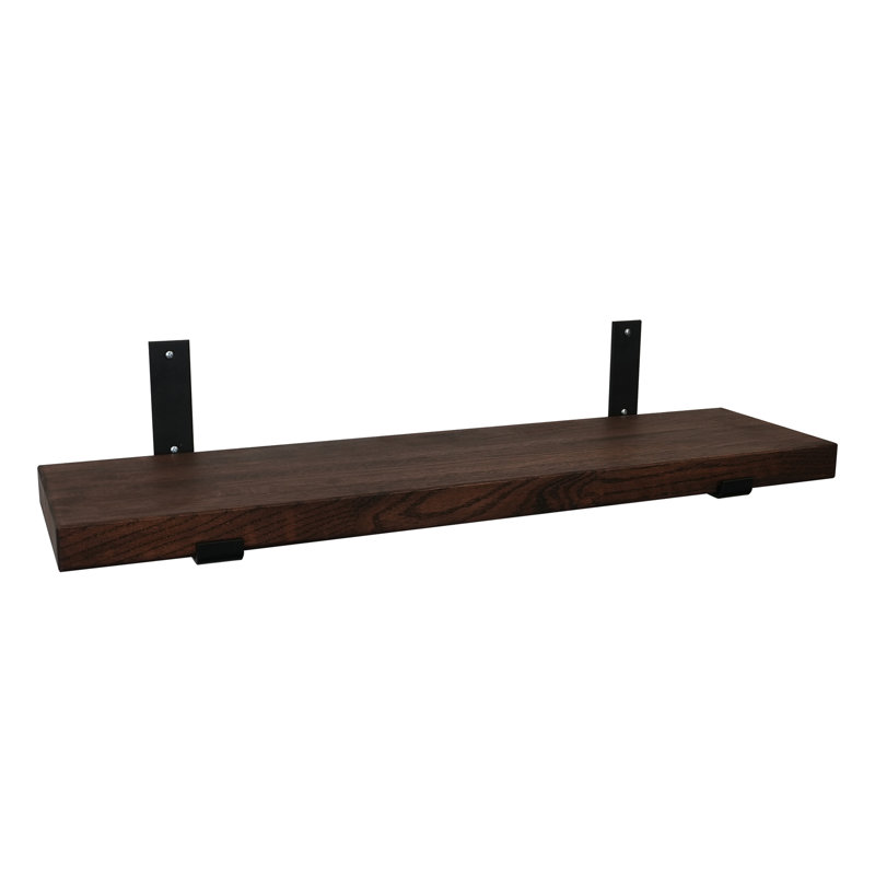Floating Shelves, USA Grown Solid Hardwood, Dark Brown Wood, 1.5" H x 24" W x 7.5" D