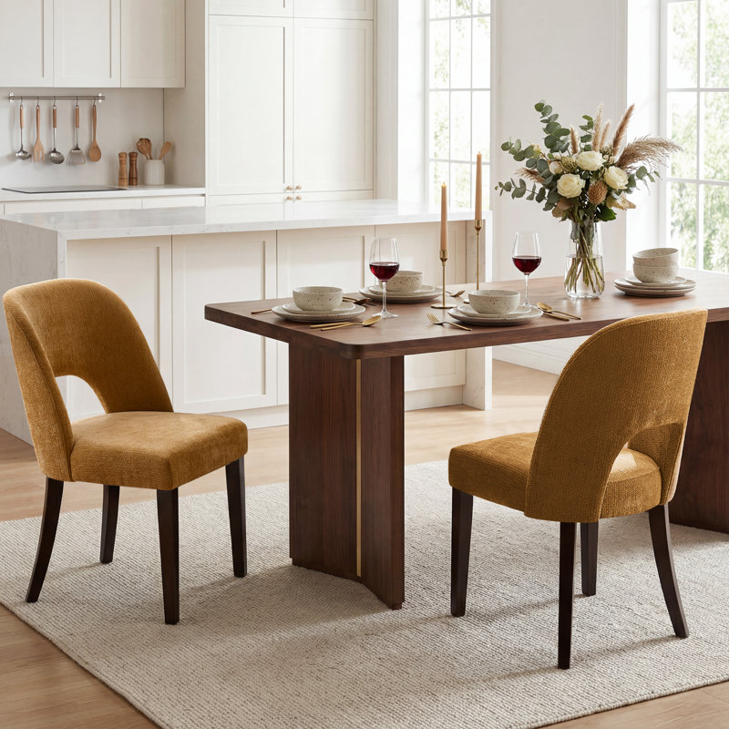 47cm H Upholstered Upholstered Back Side Chair, Yellow