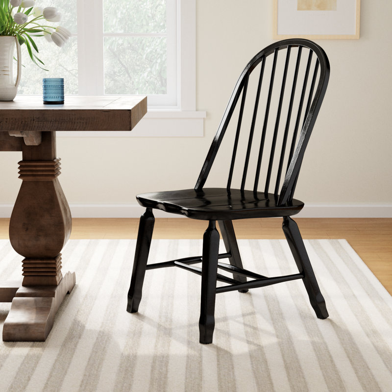 Makira Windsor Bow Back Side Chair, Black