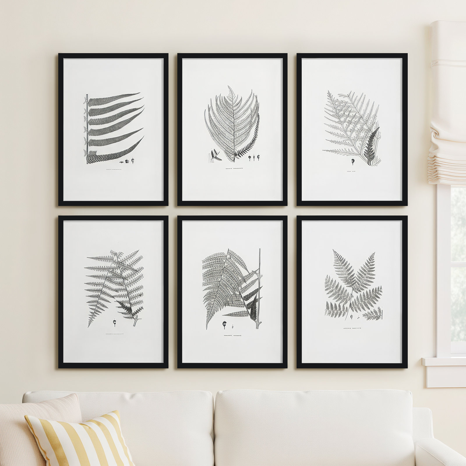 Welles "Gray-Tone Fern" Wall Art Set