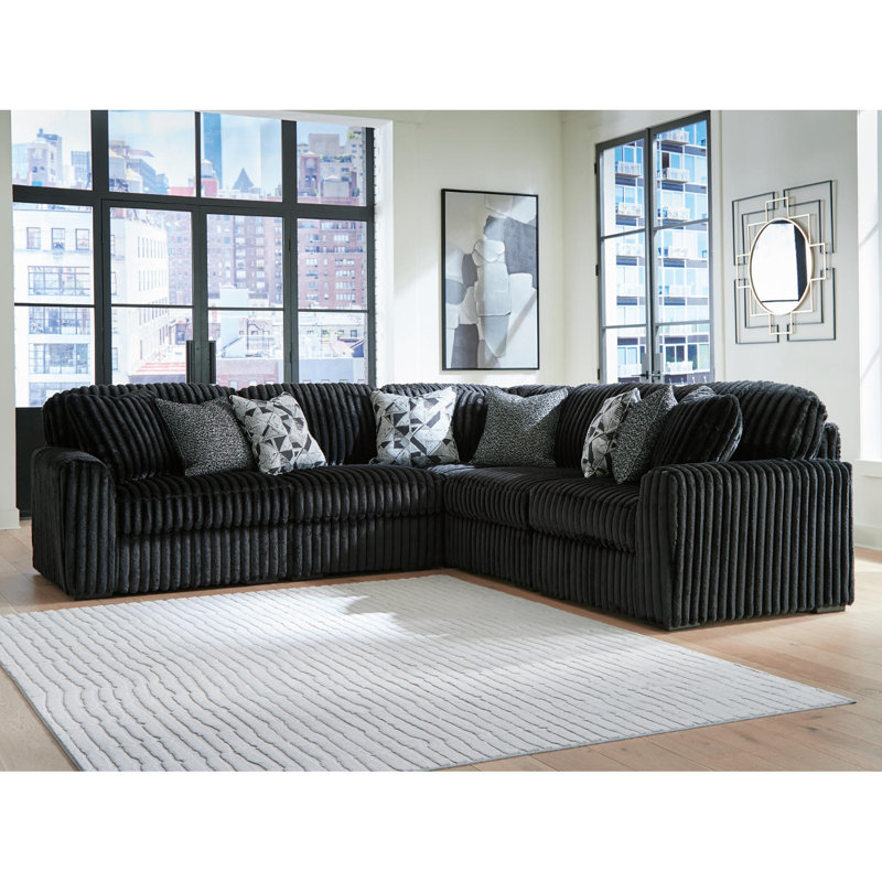 Irie 5-Piece Sectional, Black Polyester