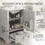 Meuble-lavabo compact compact autoportant en bois massif avec plateau en céramique blanche-133469352