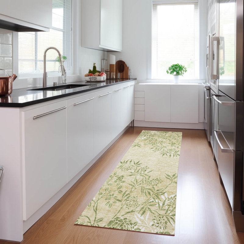 Lac Washable Floral Indoor / Outdoor Rug, Runner 2'3" x 7'6"
