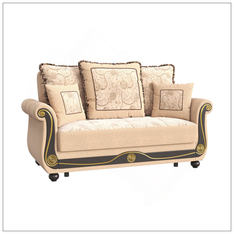 Causeuse convertible rembourrée avec rangement, Beige, Black