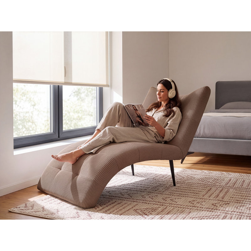 QUILLY Upholstered Chaise Lounge, Beige