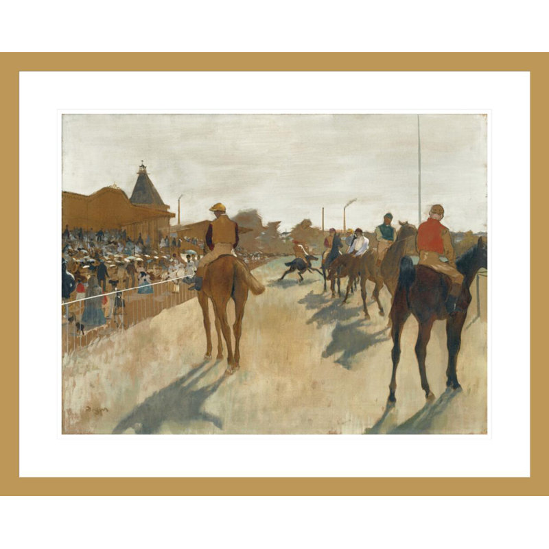 Chevaux de course avant les gradins ca. 1866-68 par Edgar Degas, impression giclée encadrée, H 23,5 po x l 29,09 po