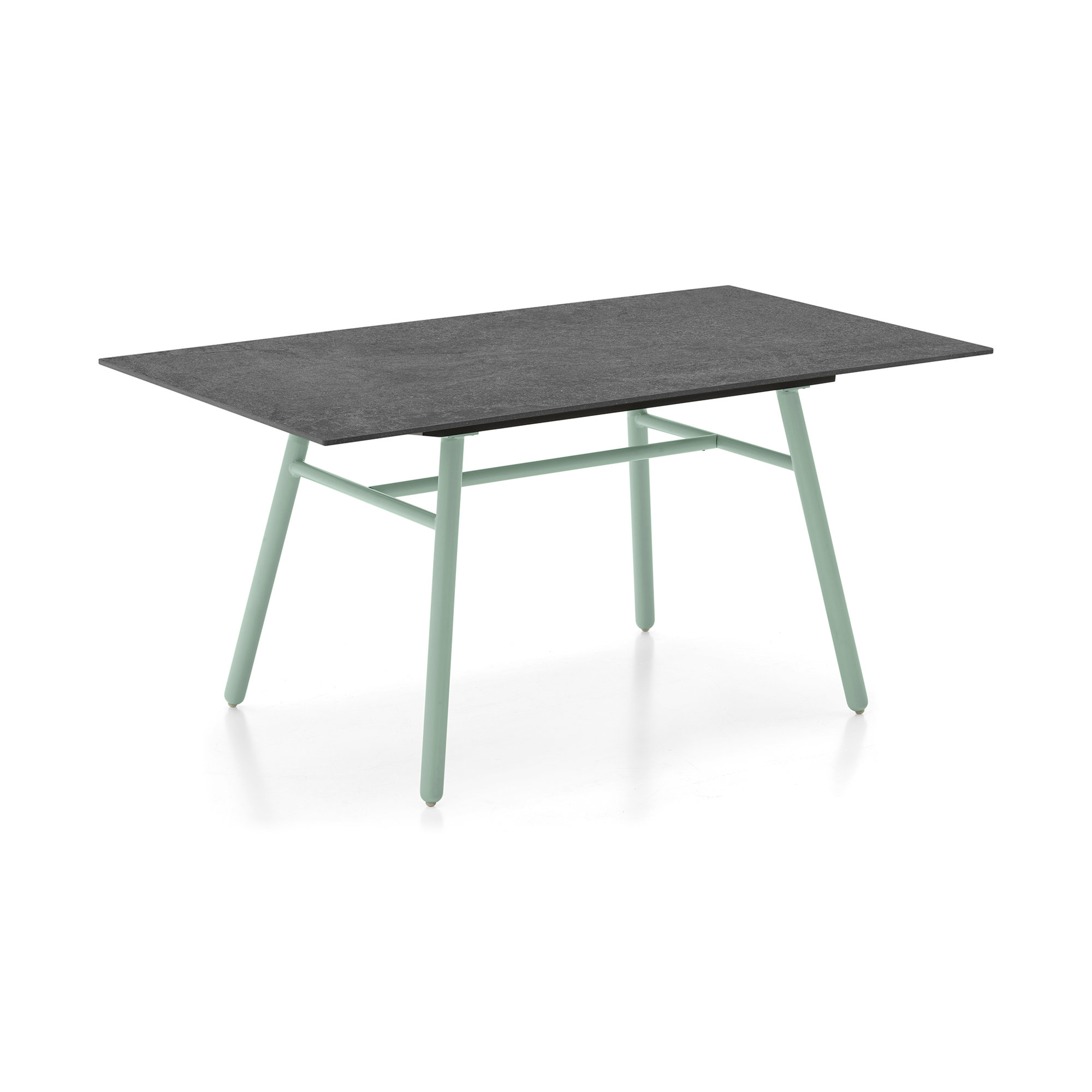 Yo! Outdoor Dining Table with Metal Legs, Cardoso Black, Matt Thyme Green