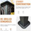 Pavillon de jardin 12 pi x 20 pi, structure en aluminium, double toit en acier galvanisé, filet pour cadre de pelouse, patio à rideaux