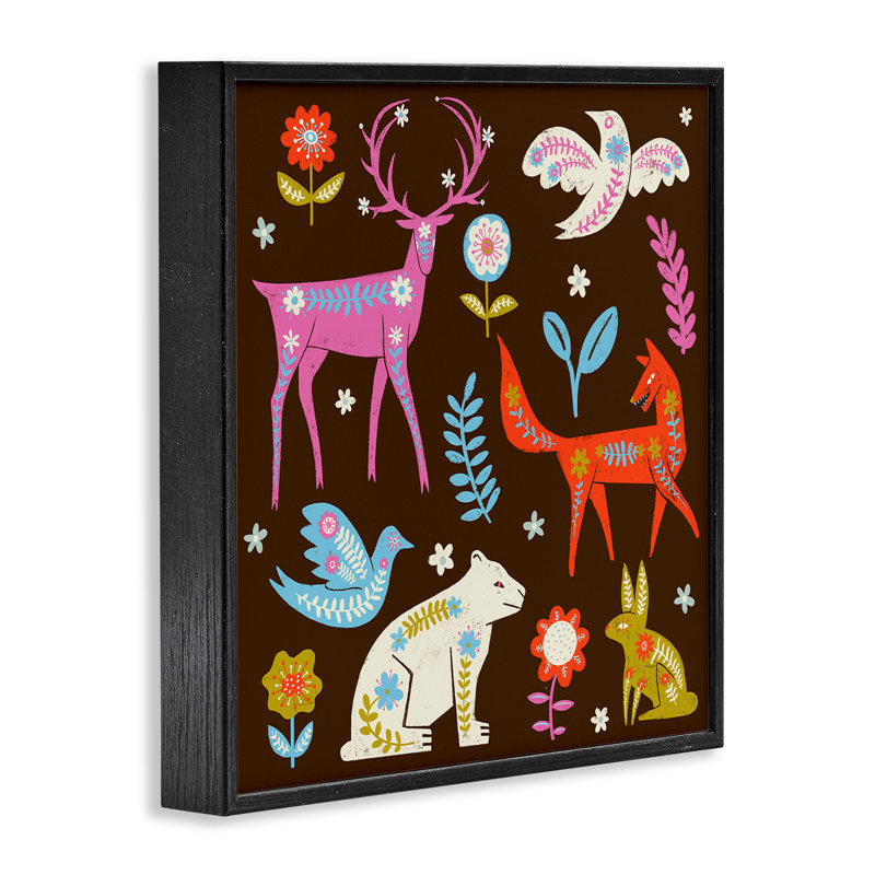 «Forest Folk Animals with Florals», estampe numérique, design par Hannah Moren, H 12 po x l 12 po