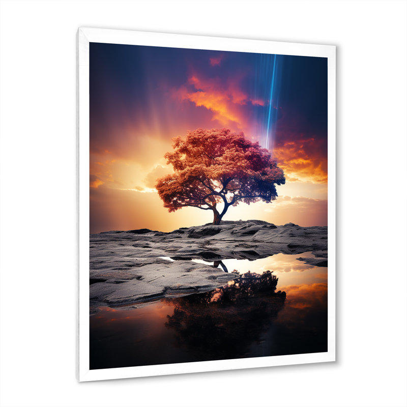 «Tree Rainbow Ethereal Radiance», reproduction sur toile, H 20 po x l 12 po x P 1 po, Cadre photo blanc