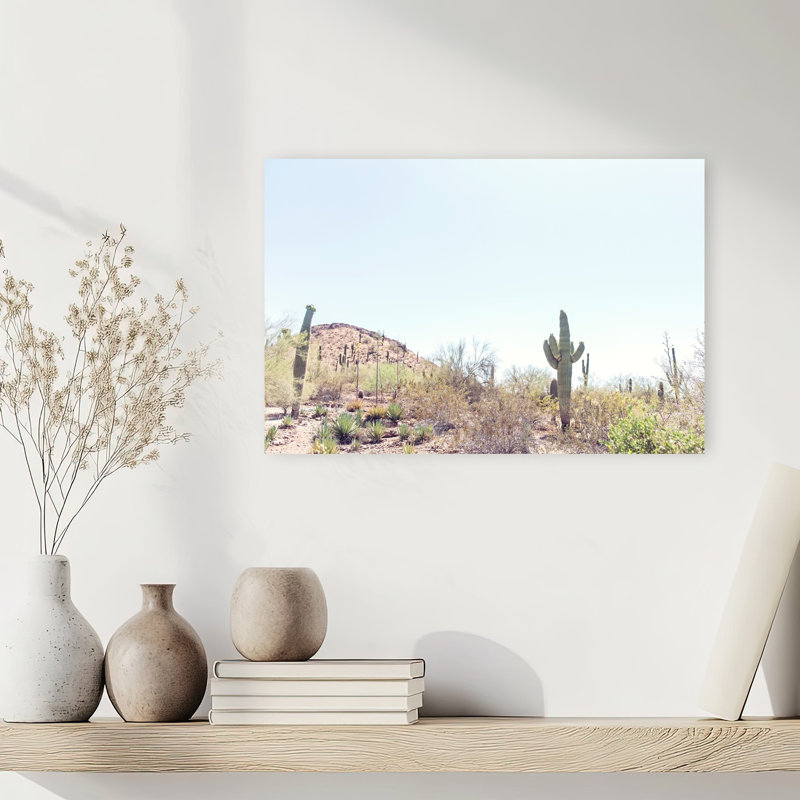 Arizona Saguaro Desert Abstract Contemporary Cactus Landscape Nature Wall Art Print 1 Piece Wrapped Canvas Wall Art
