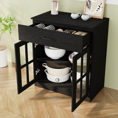 23.6W*31.5H Accent Cabinet With Glass Doors