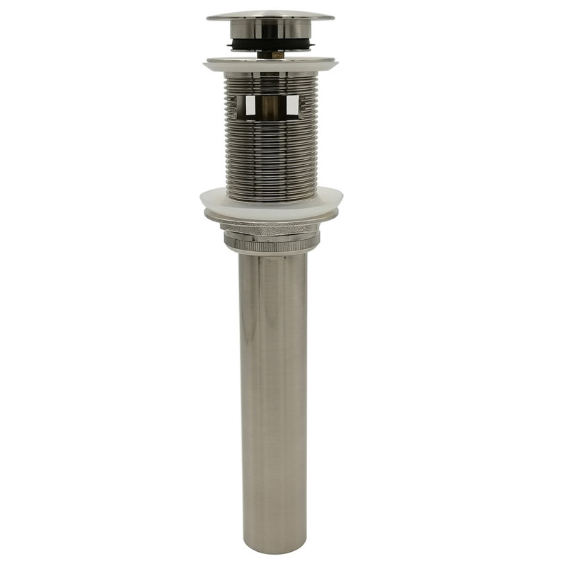 Push pop-up sink drain with Overflow, Brushed Nickel