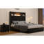 Lit plateforme luxueux en velours avec rangement et port USB, design moderne pour la maison