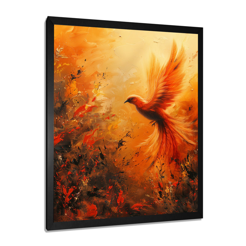 Créature Mythique Créature Mythique - Phoenix, H 20 po x l 12 po x P 1 po, Cadre simple noir, bois massif