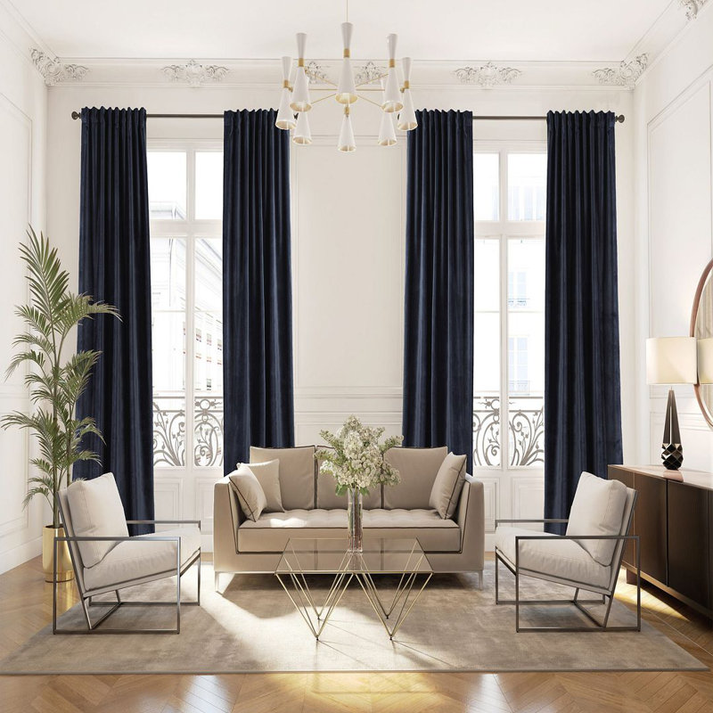 Lined Blackout Matte Velvet Extra Wide & Extra Long Custo Made Single Panel, 100" W x 192" L, 69 Eigengrau