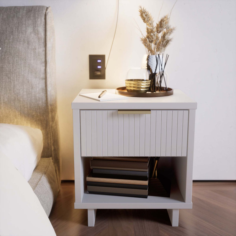 Granville 18" Nightstand In White (1-Drawer), White