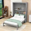 Lit escamotable double en bois pleine grandeur avec tablettes de rangement intégrées-1268805615