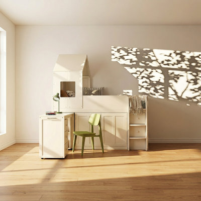 Lit mezzanine simple avec bureau l 81,9 po x P 77,4 po x H 82,5 po Cottage