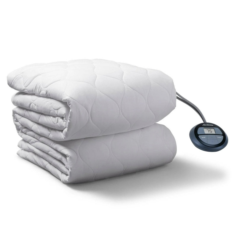 Sunbeam Twin Size Electric Heated Mattress Pad With Dual Digital Controllers And Water-resistant Design