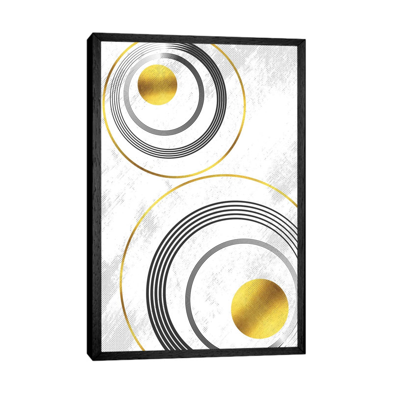 Geometric Art No. 7 Gold by Melanie Viola - Print on Canvas, 66.04cm H x 45.72cm W x 3.81cm D, Black Framed