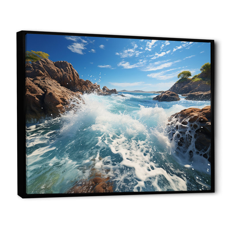 Rocky Beach Ocean Symphony, H 16 po x l 32 po x P 1 po, Cadre flottant noir