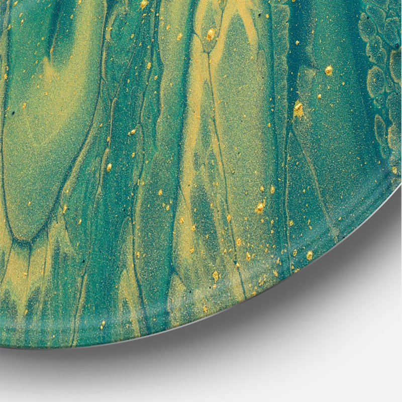 «Emerald Green and Gold Marble», reproduction sur cercle métallique, H 36 po x l 36 po