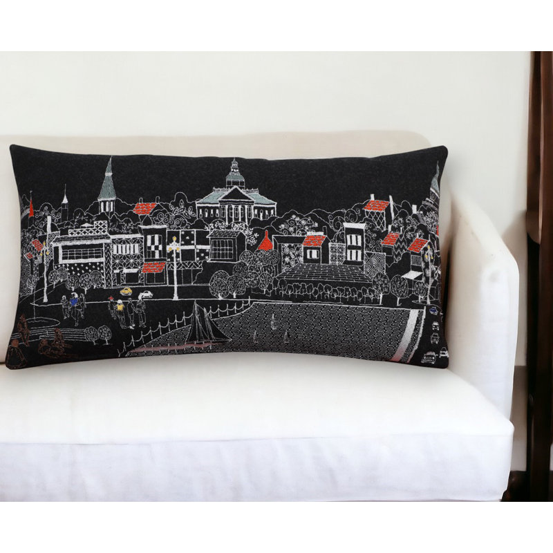 Coussin lombaire 24 po NYC, Noir mat / rouge