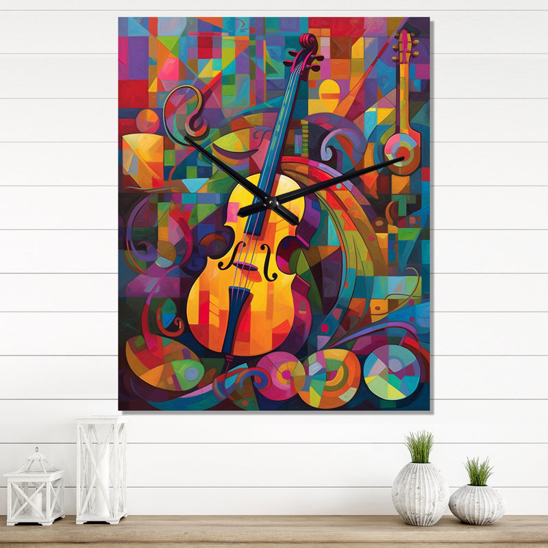Harmonious Violin Melody - Horloge murale rétro, Très grand