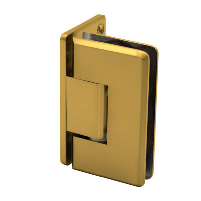Charnière à fixation murale biseautée réglable FHC CLNA02SB Carolina, matériau en laiton, ouverture maximale de 90 degrés, épaisseur de verre de 3/8 po à 1/2 po, finition laiton satiné