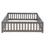 Lit de plancher avec porte, cadre de lit plateforme en bois massif avec clôture, bois de pin-971214773