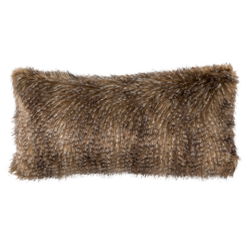 Faux Fur Lumbar Pillow Cover & Insert, Chestnut