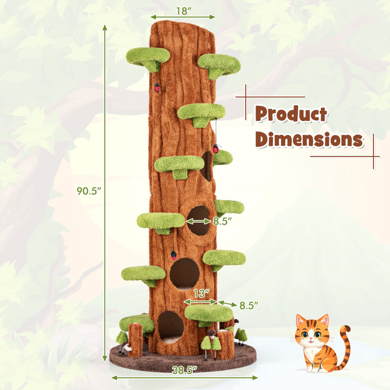 Arbre à chat 90,5 po de hauteur multifonctionnel avec panneau à griffer recouvert de sisal