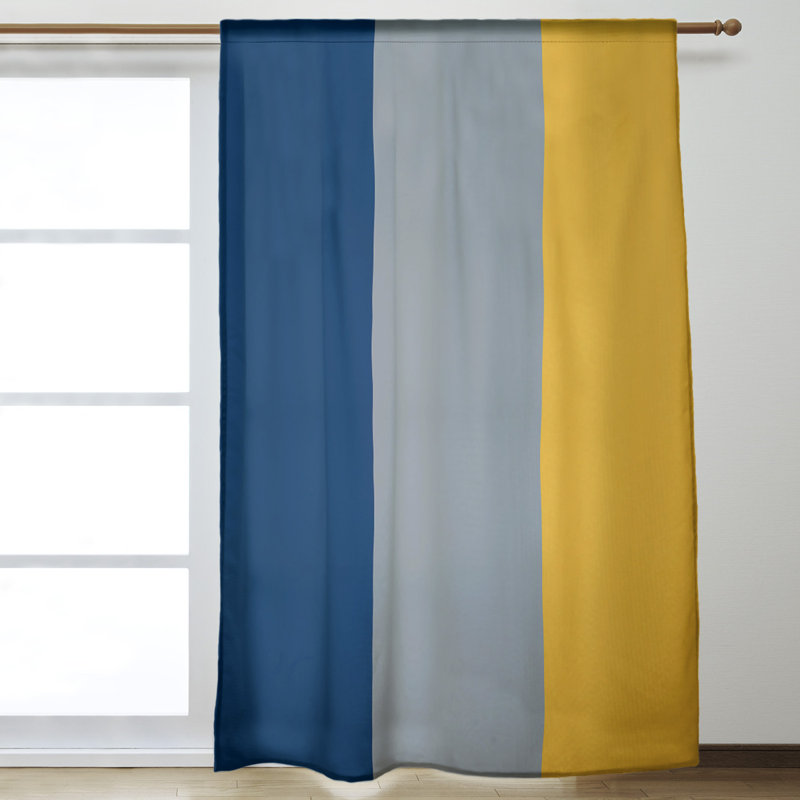 Room Darkening Curtain Single Panel, National Hockey Navy Blue/Silver/Gold
